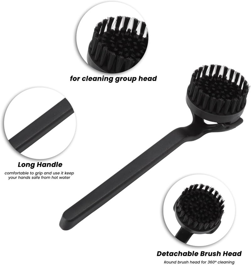 Topyond Espresso Coffee Machine Cleaning Brush, 360° Coffee Grinder Brush with Detachable Head, Nylon Bristles Barista Tool, Group Head Brush for 51mm 54mm Coffee Maker - Image 3